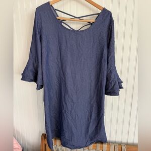 NAIF Denim Blue Tunic Size M with Bell Sleeves